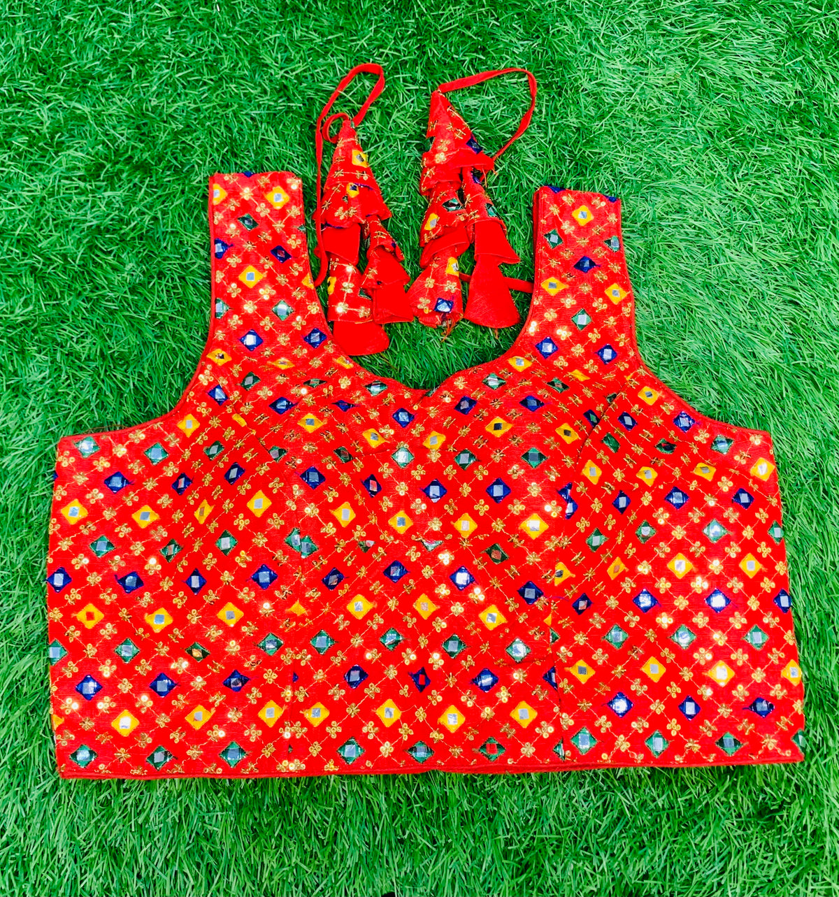 Red multicolour blouse