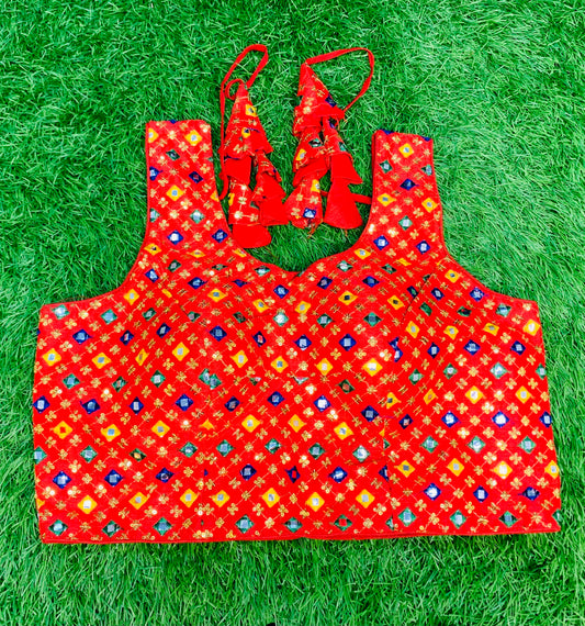 Red multicolour blouse