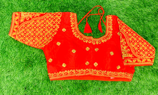 Red blouse embroidery blouse