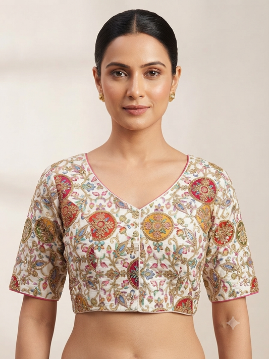 Sequin embroidery silk Blouse 👚