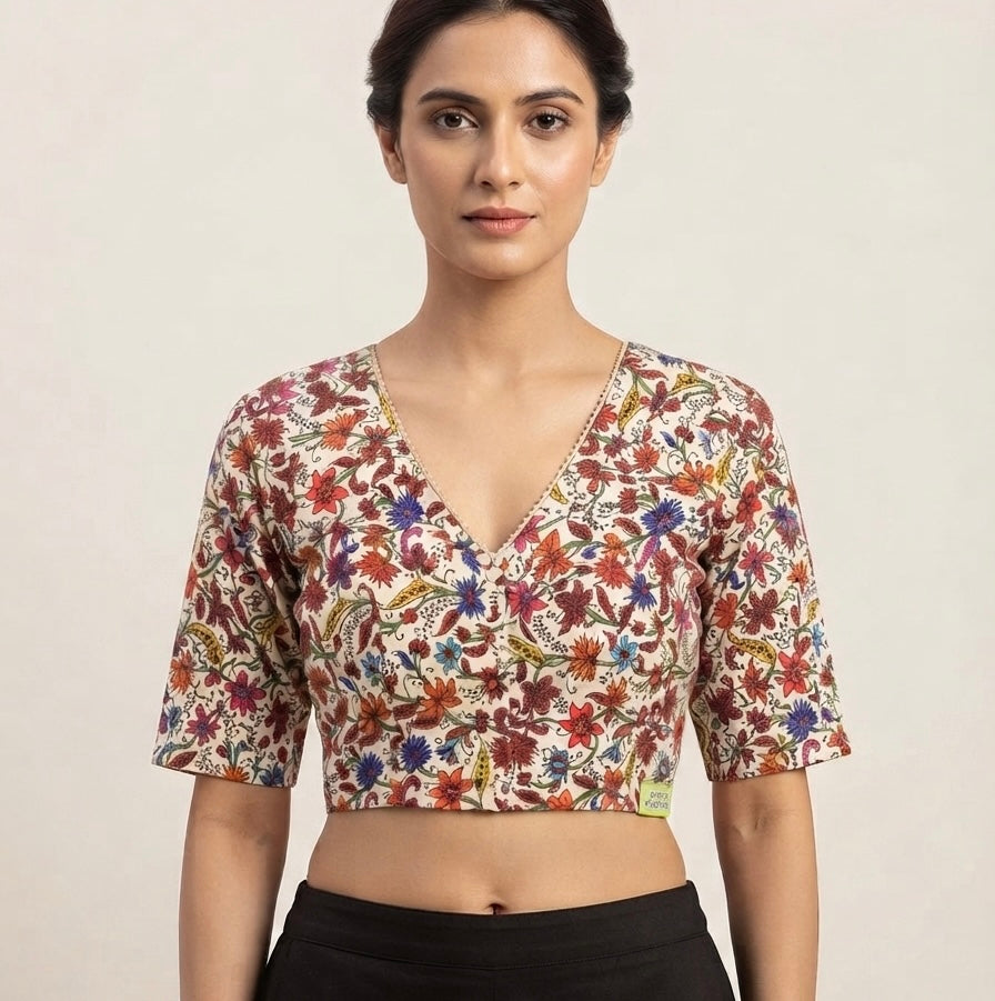 Fancy multicolour printed Blouse 👚 with sleeves