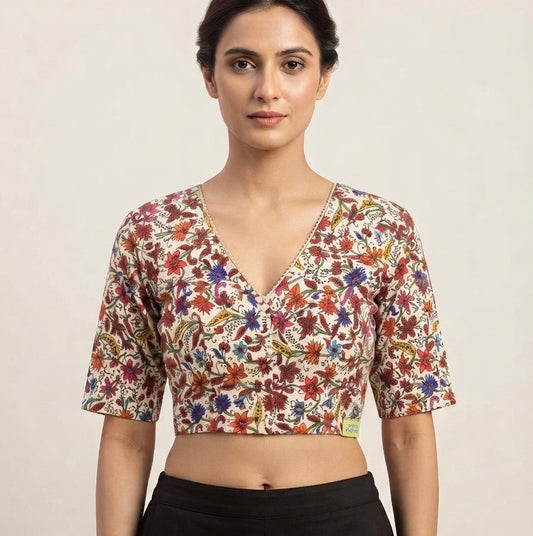 Fancy multicolour printed Blouse 👚 with sleeves
