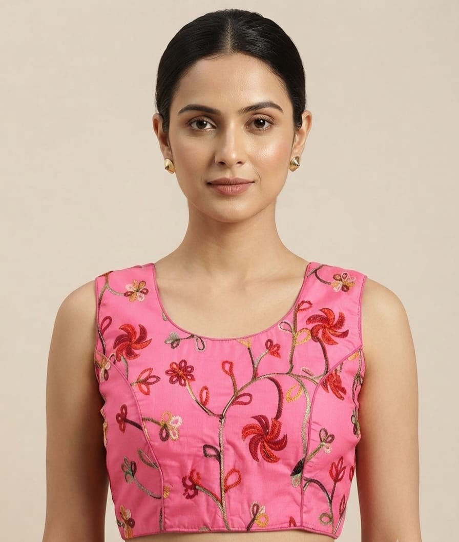 Thread work Blouse 👚 with hands pink colour