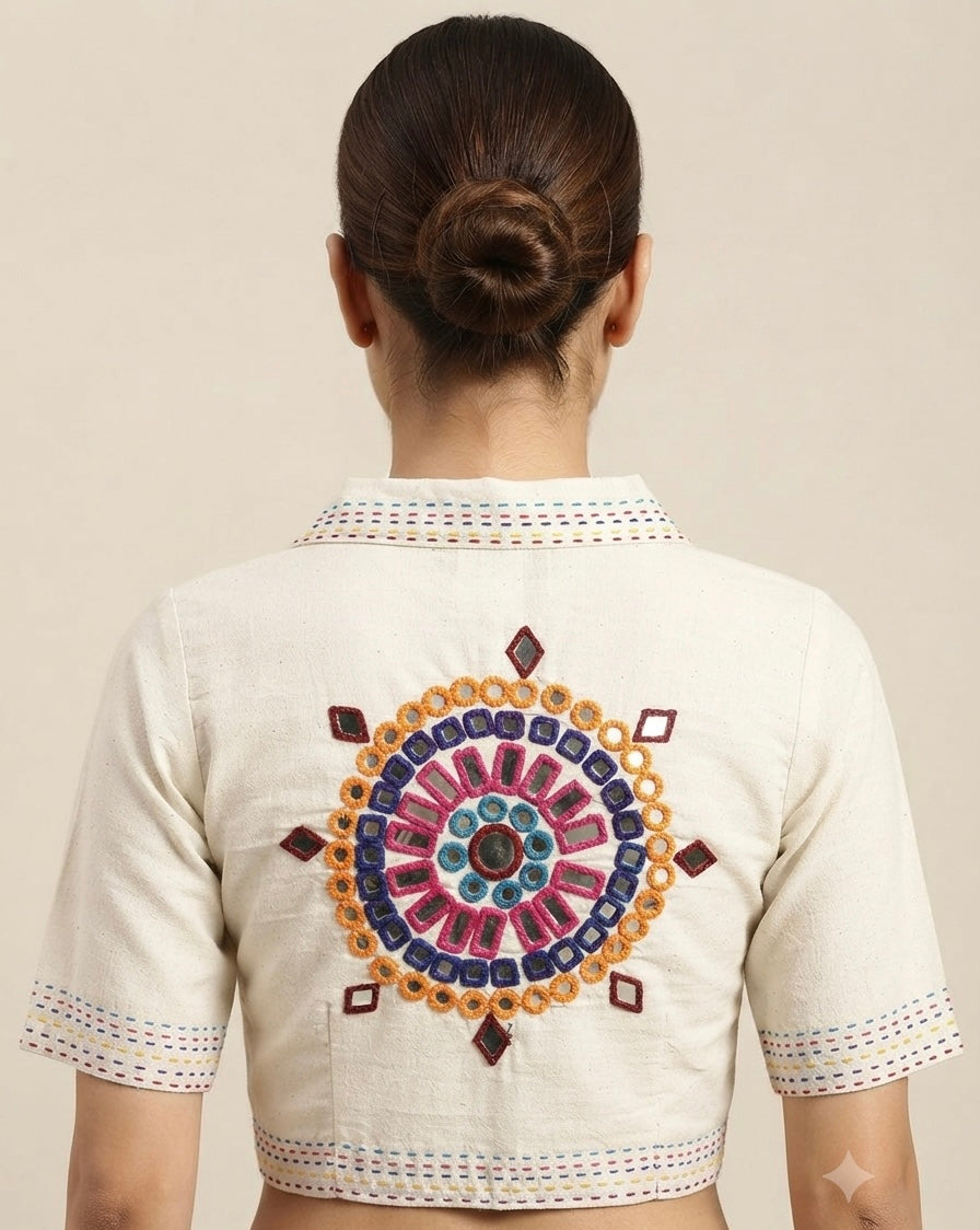Mirror 🪞 thread work v- neck Blouse 👚