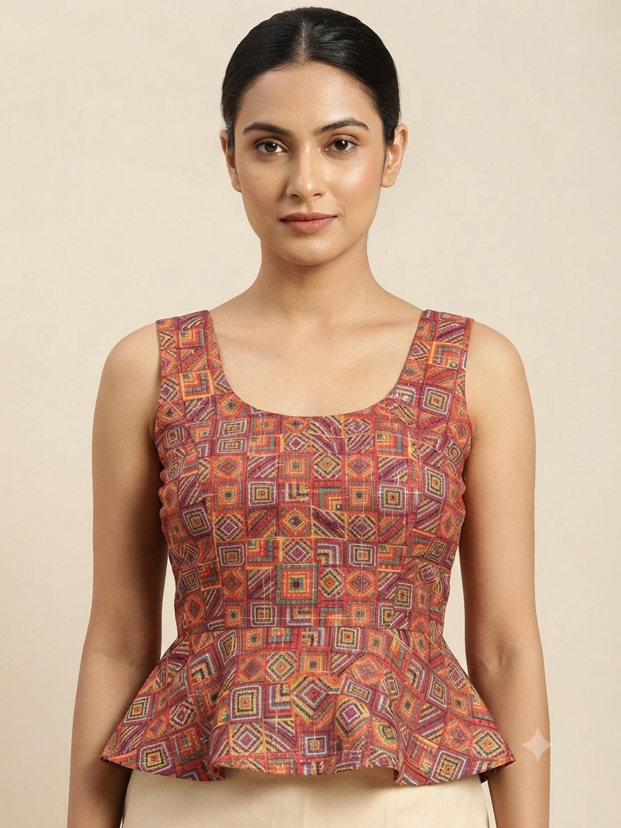 Multicolour colour crop blouse 👚 with hands