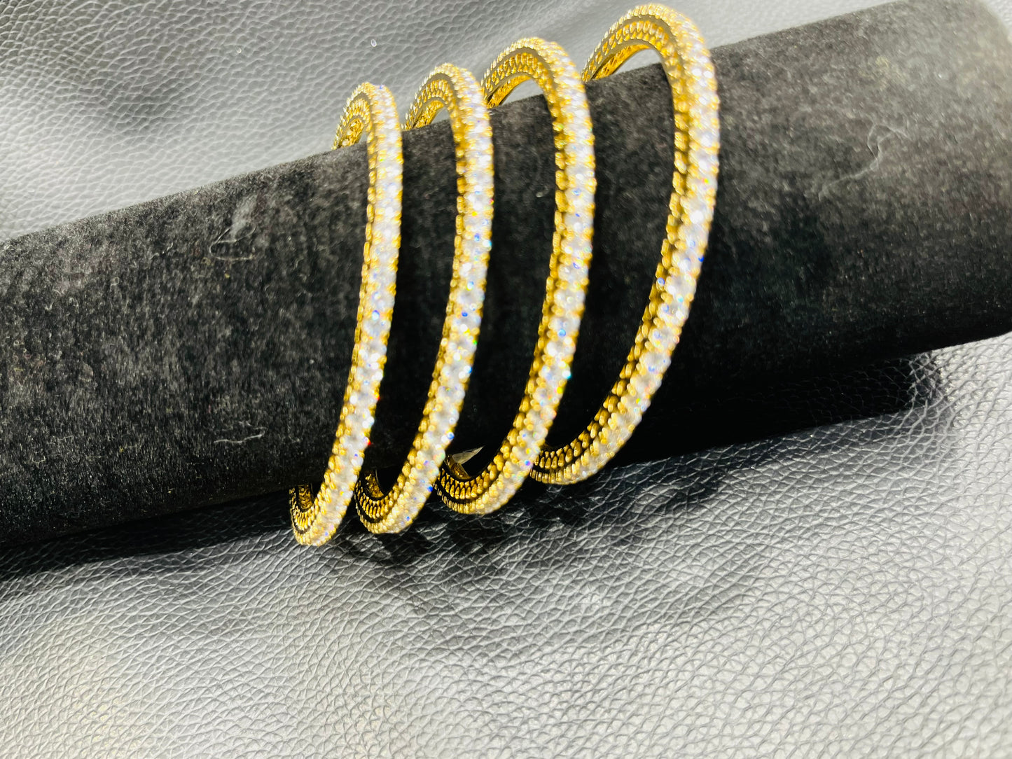 Golden with silver stone 2/8 size bangle