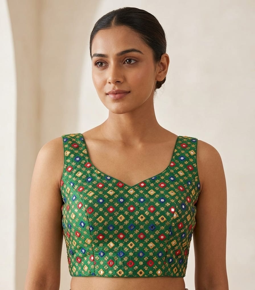 Multicolour mirror work Blouse 👚 with hands