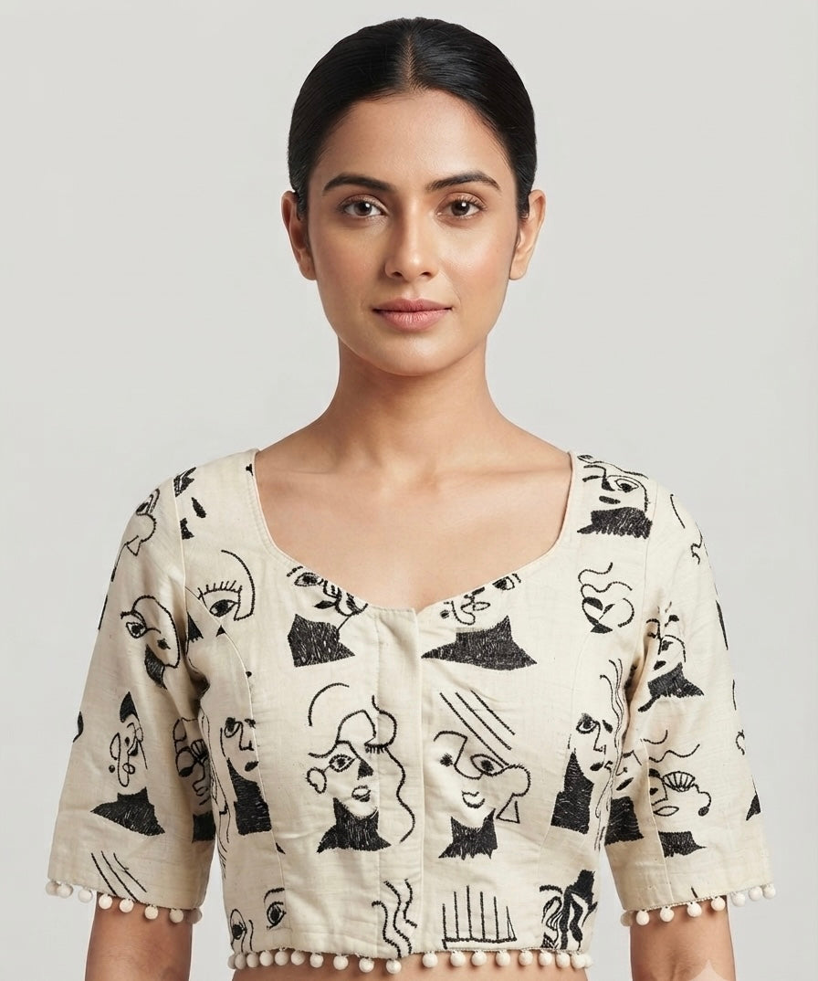 stylist art print cotton white Blouse 👚with sleeves ✨