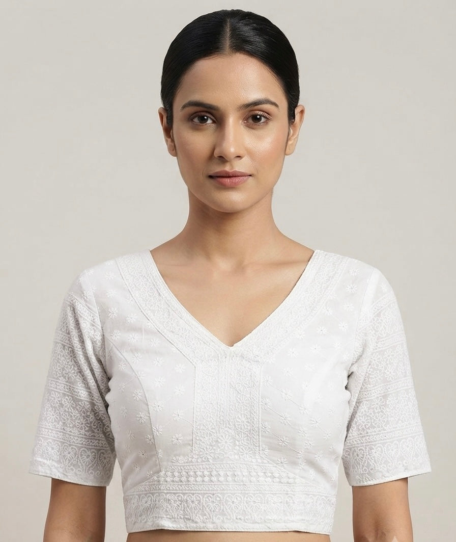White Chikankari work Blouse 👚