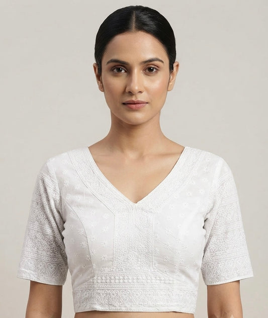 White Chikankari work Blouse 👚