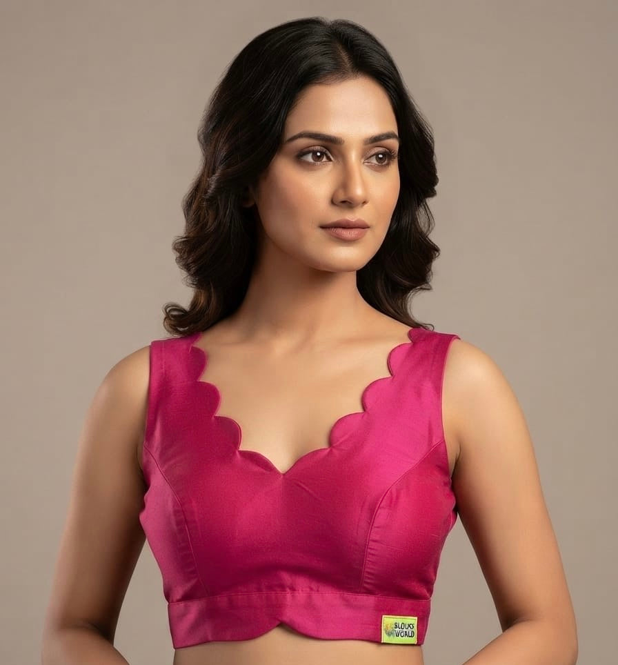Pure Silk Elegance beautiful V- cut neck with elbow hands 🌸 (36 size ￼