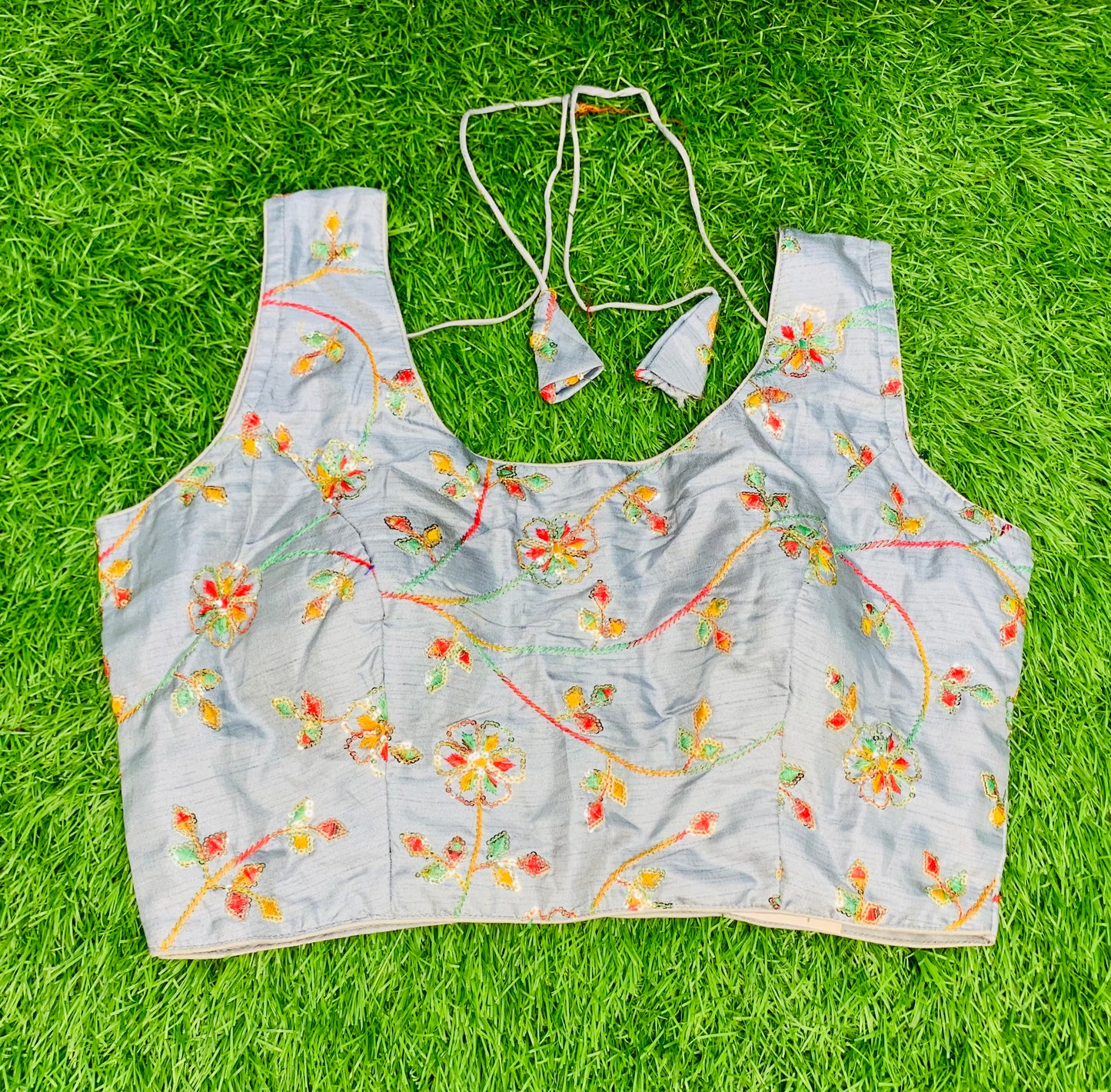 Grey thread sequence blouse