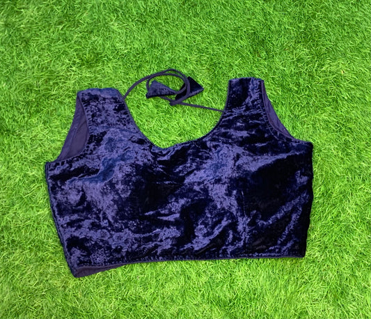 Navy blue velvet with net hands