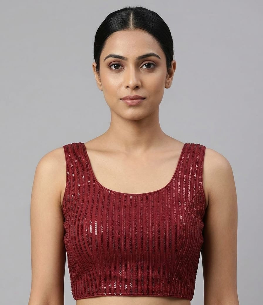 Sequin work Blouse 👚 Marron with hands