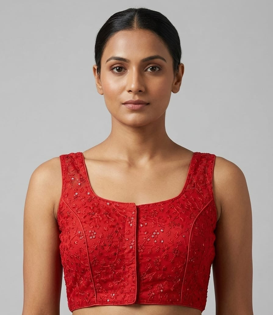 Chikankari work Blouse 👚 red colour with hands