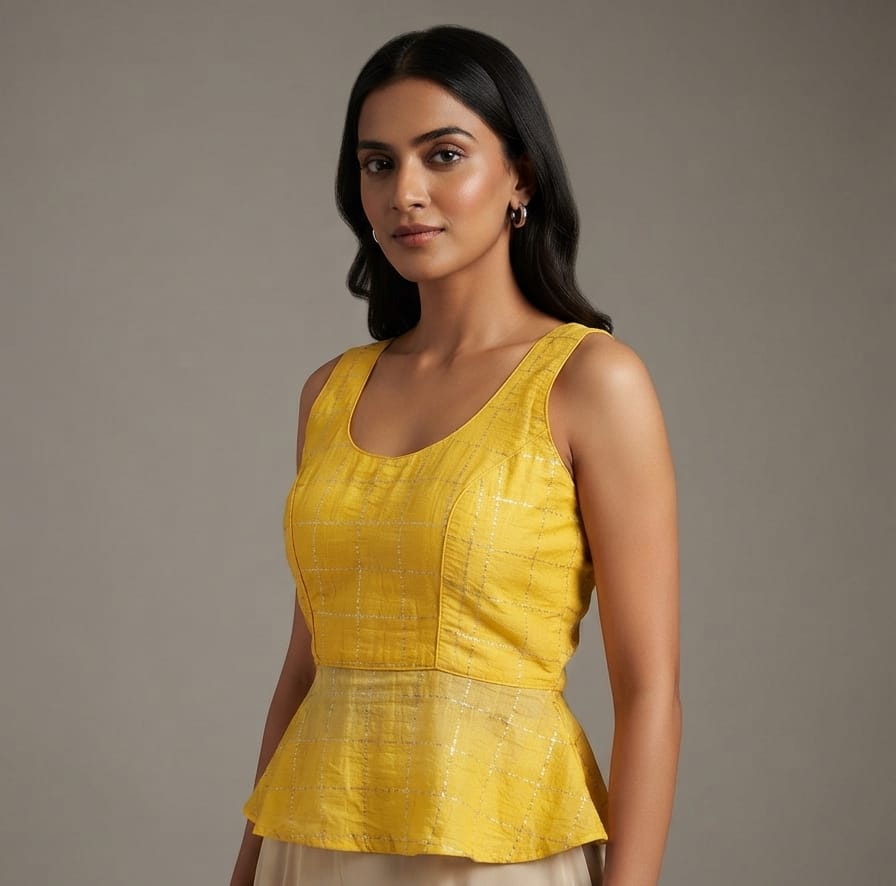 Crop yellow Blouse 👚 with hands